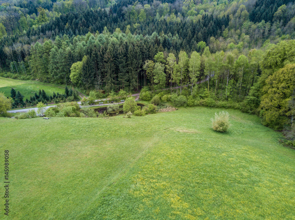Obraz premium Aerial view on rural landscape in Switzerland