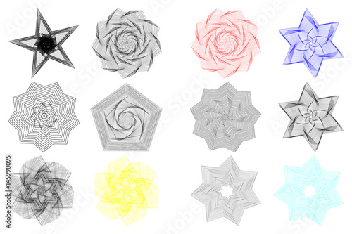 Abstract geometric shapes, Star, flower, polygon