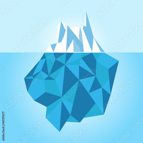 Low poly iceberg isolated on white background. Vector illustration.
