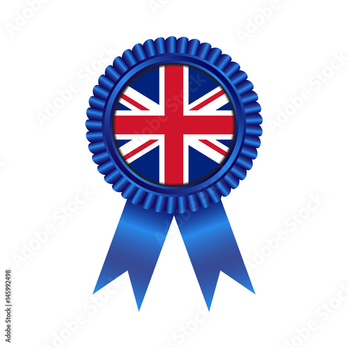 Medal with United Kingdom flag illustration design isolated on white background