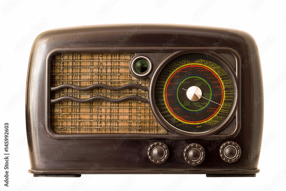 Old art deco radio isolated on white background Old art deco radio isolated on white background