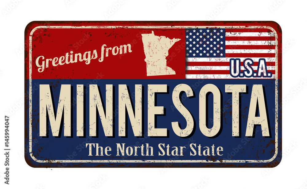 Greetings from Minnesota vintage rusty metal sign