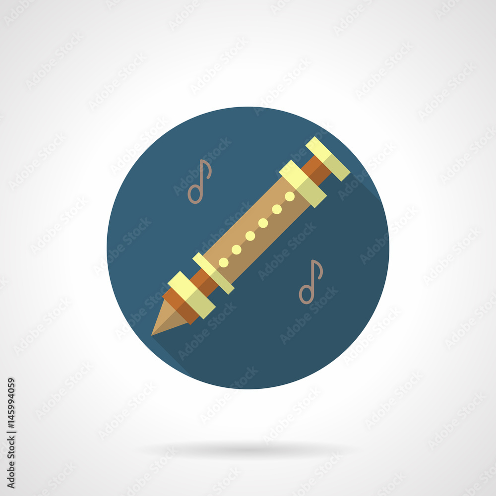 Flute music flat round vector icon Flute music flat round vector icon