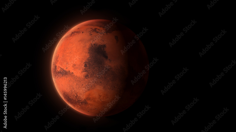 Mars planet, isolated on black background Mars planet, isolated on black background