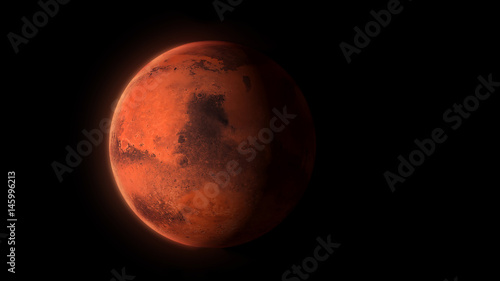 Mars planet, isolated on black background