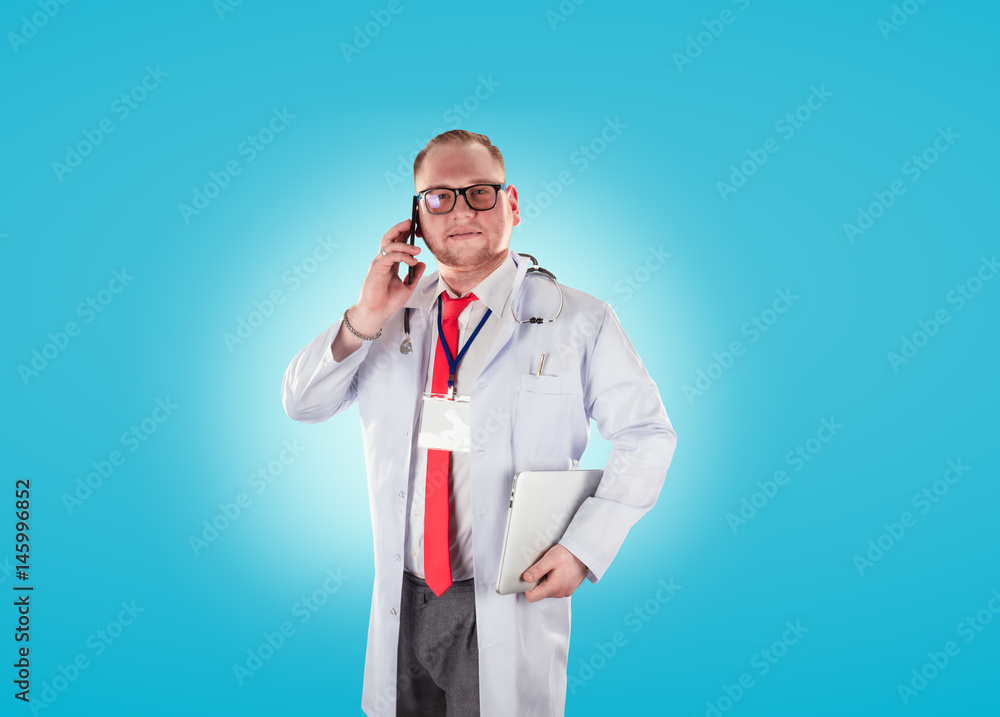 Portrait of young handsome happy male doctor. Portrait of young handsome happy male doctor.