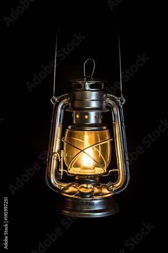 Oil lamp shining in the dark