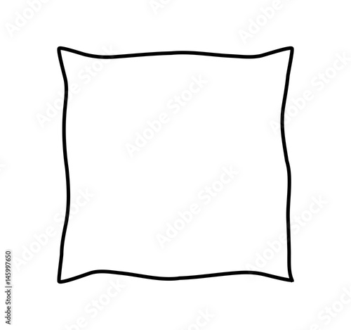 cartoon pillow silhouette, outline vector symbol icon design.