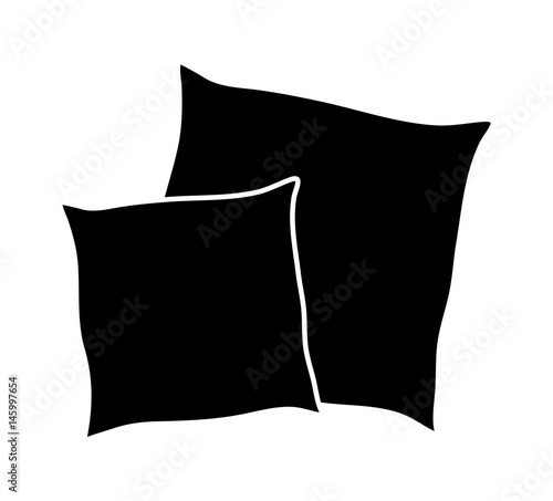 cartoon pillow silhouette, outline vector symbol icon design.