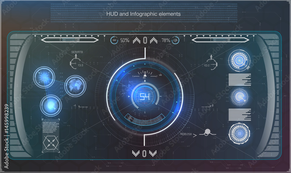 Futuristic blue infographics as head-up display. Display navigation elements for the web and app. Futuristic user interface. Virtual graphic. Vector. Futuristic blue infographics as head-up display. Display navigation elements for the web and app. Futuristic user interface. Virtual graphic. Vector.