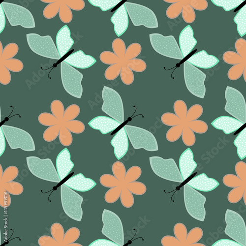 Butterfly vector seamless pattern