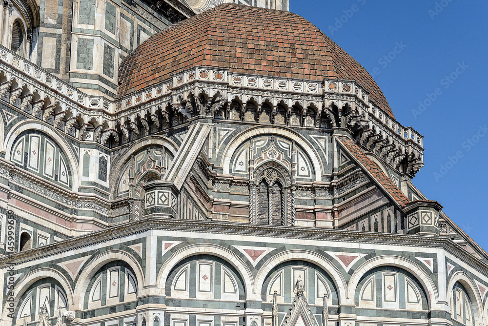 Detalle de la  C'upula de la Catedral (Duomo) de Florencia, Italia
