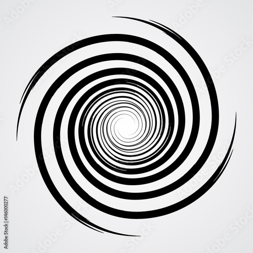 black spiral swirl circle with brush vector illustration