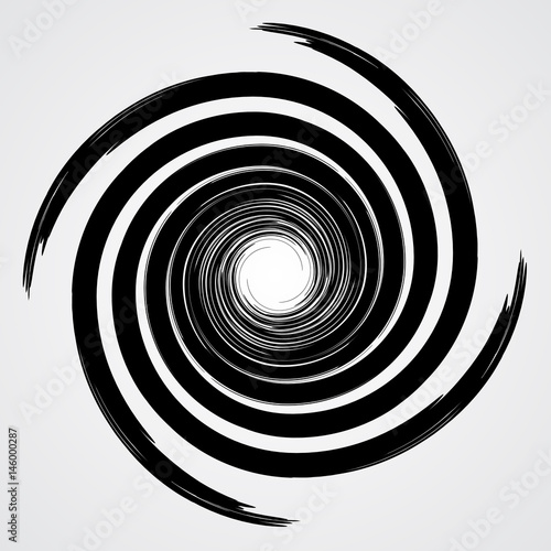 black spiral swirl circle with brush vector illustration