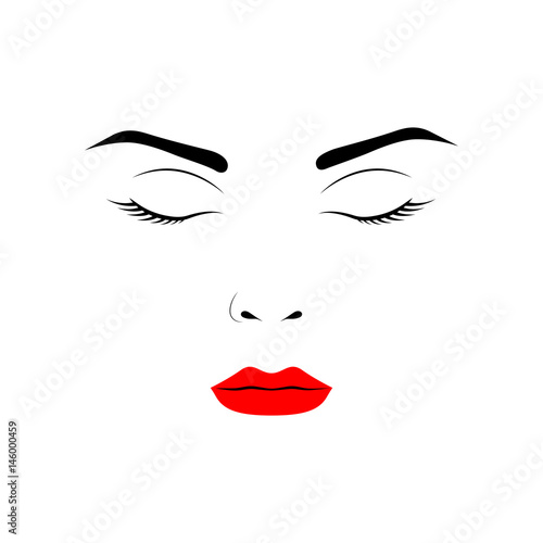 Face of woman with closed eyes on white background
