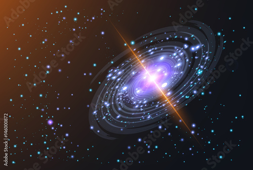 swirl spiral like galaxy with stasrs on background and shine in center