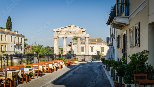Ancient ruins on the streets of Athens.