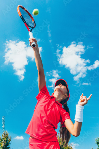 Girl on tennis training