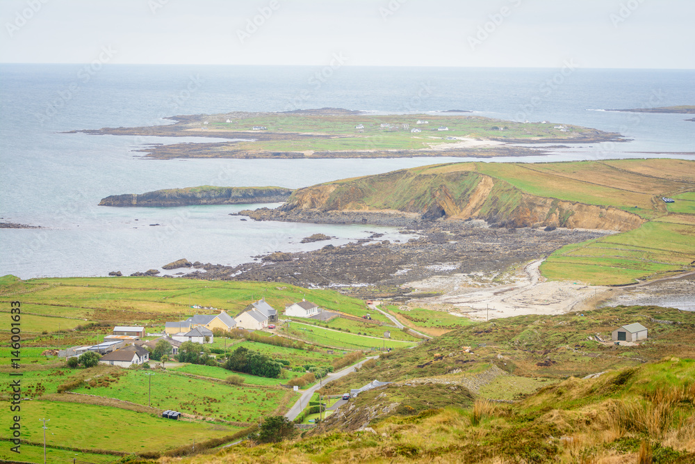 panoramic view of irish coastline