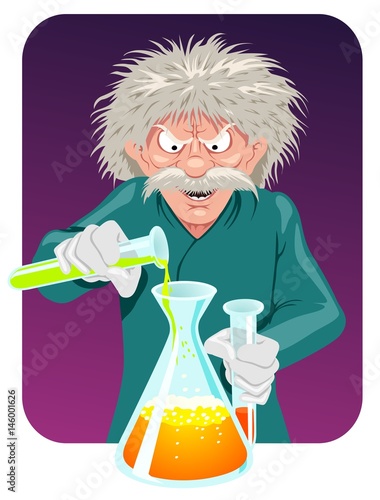 Mad Scientist at work on his formula