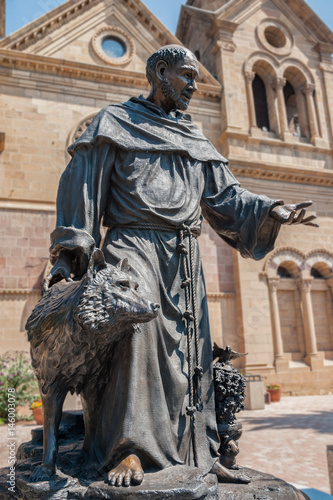 statue of saint francis with wolf