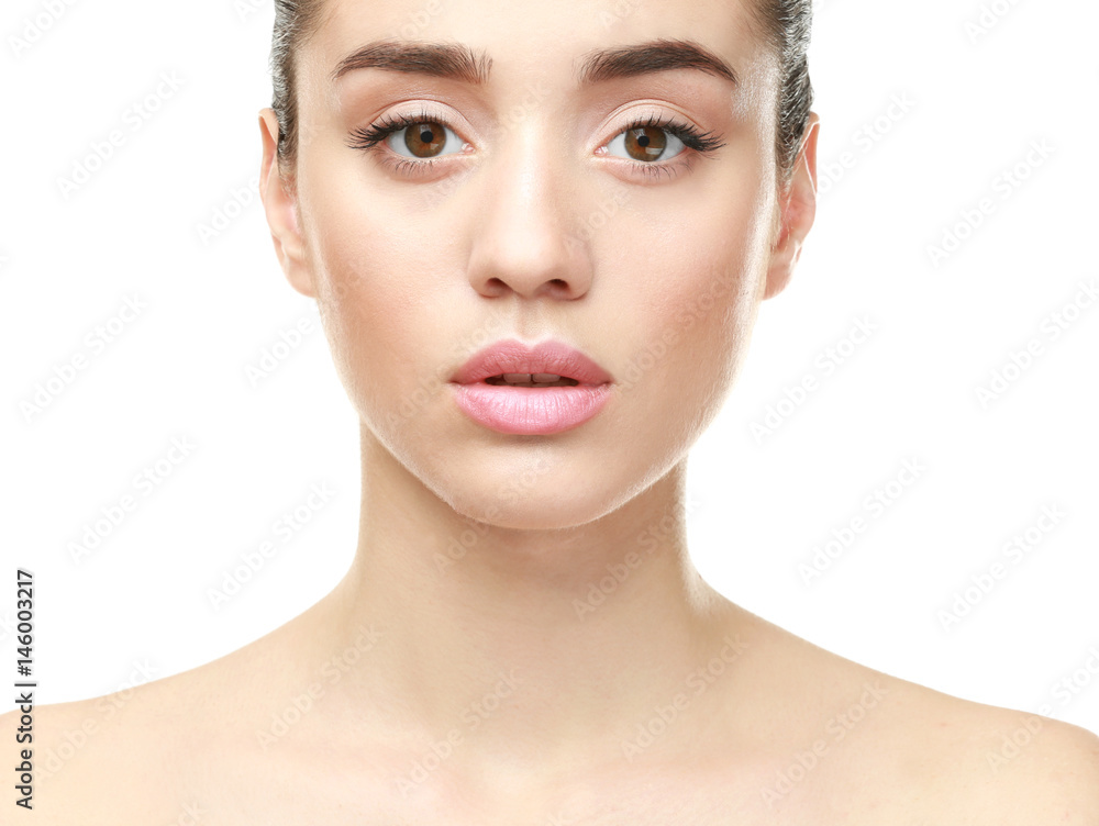 Beautiful young woman on white background Beautiful young woman on white background