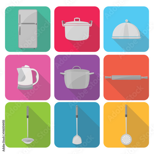 Home appliances icons in flat design set 4