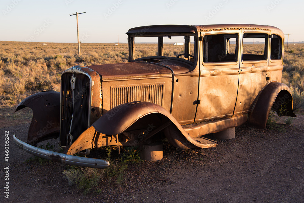 Stranded car in Petrified Forest National Park