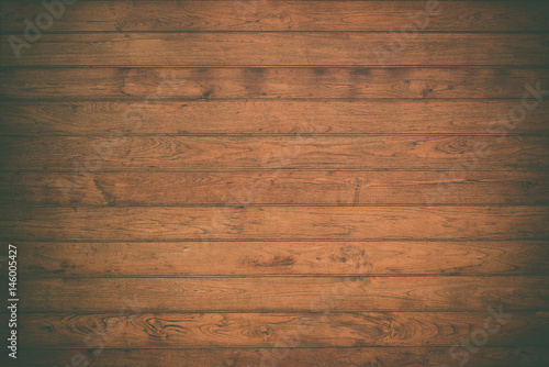 Closeup of grunge dark wood background. vintage tone with vignetting.