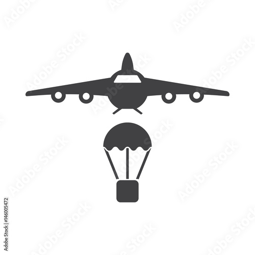 delivery service symbol. package with parachute icon