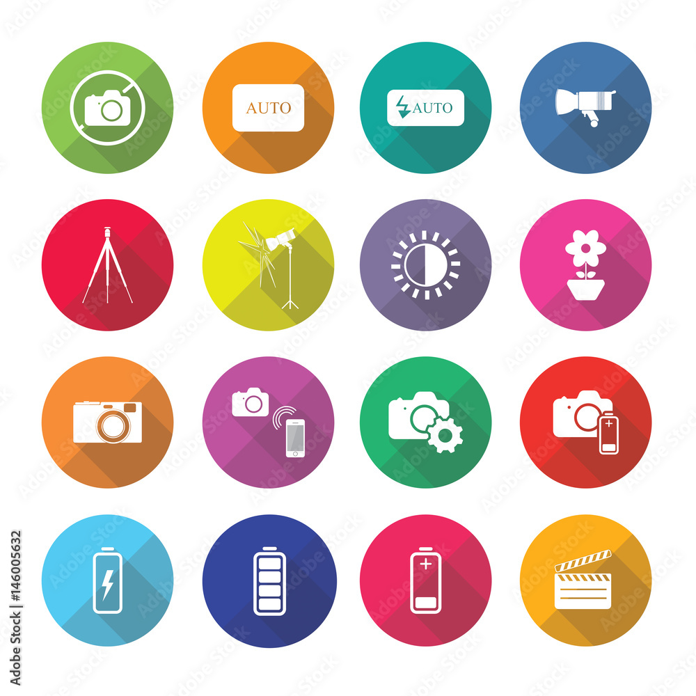 Set of vector photography icons in flat design set 2 Set of vector photography icons in flat design set 2