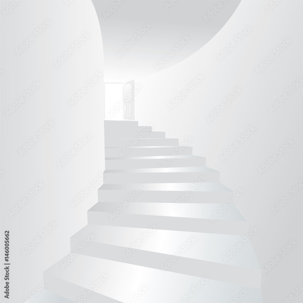 Obraz premium White stair up to open the door