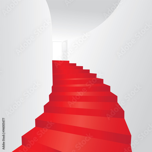 Red stair up to open the door