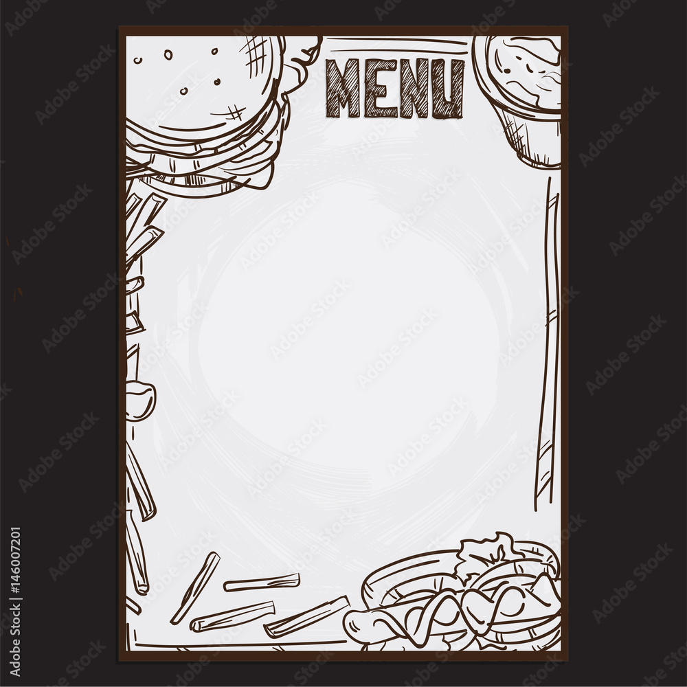 menu food drawing graphic design illustrate objects template background  Stock Vector | Adobe Stock