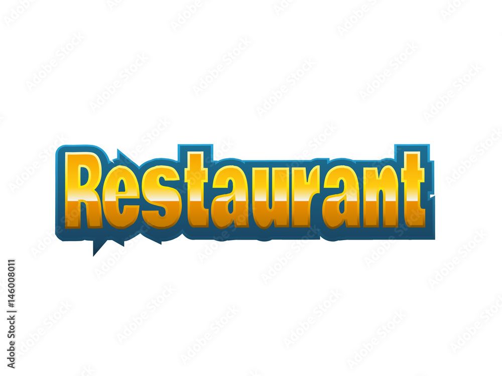 Fototapeta premium Restaurant Text for Title or Headline. In 3D Fancy Fun and Futuristic style