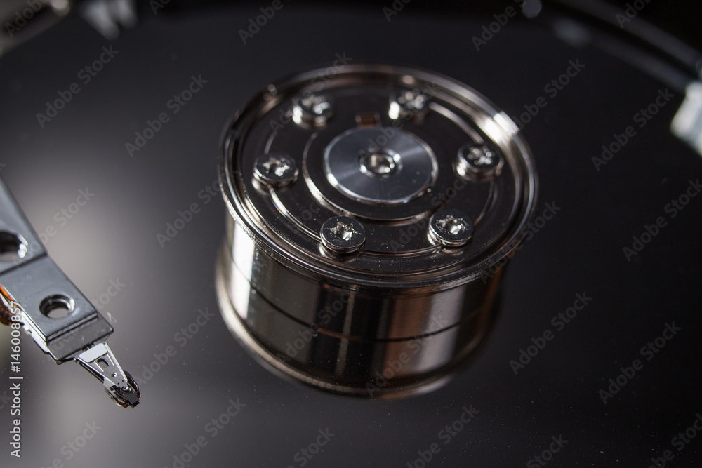 Hard disk scrap electronics image closeup Hard disk scrap electronics image closeup