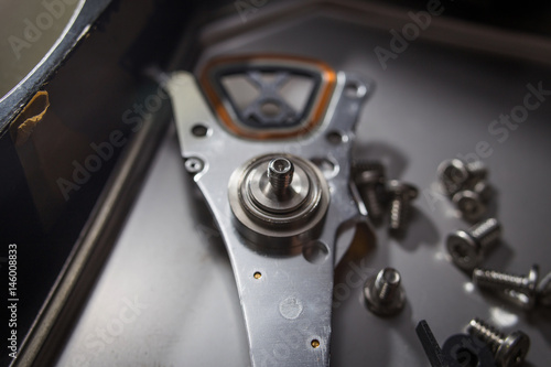 Hard disk scrap electronics  image closeup © niphon