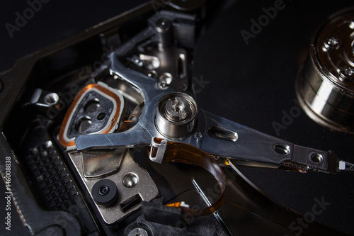 Hard disk scrap electronics image closeup