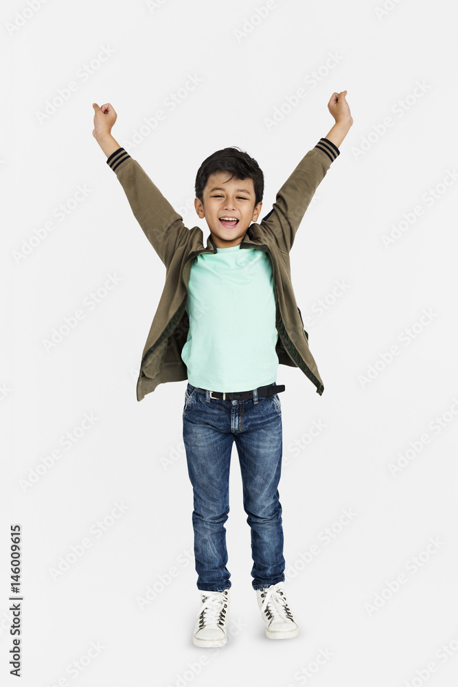 Little Boy Hands Up Concept Little Boy Hands Up Concept