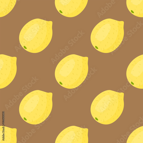 Cartoon fresh lemon fruits in flat style seamless pattern food summer design ...