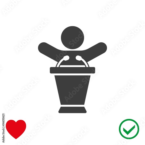 lectern with microphone icon stock vector illustration flat design
