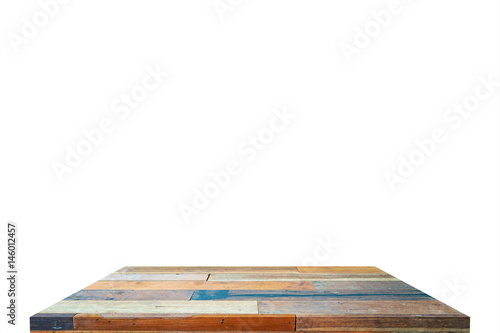 Wood table top or shelf on isolate background 