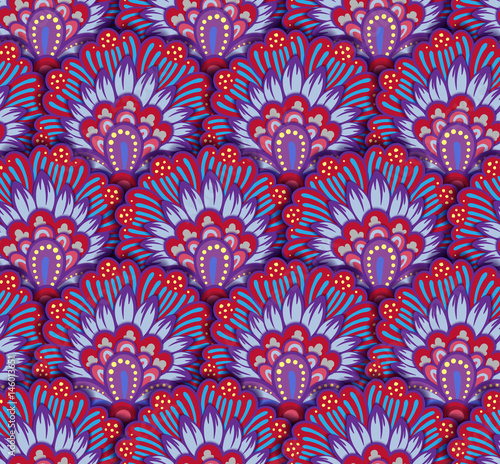 Seamless ethnic pattern with floral motives. Mandala stylized print template for fabric and paper. Boho chic design. Summer fashion.