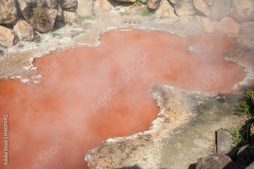 Obraz na płótnie BEPPU, OITA, JAPAN - MARCH 14, 2017 :Kamado Jigoku (Cooking Pot Hell) is one of the tourist attractions representing the various hells at Beppu Onsen, Oita. w salonie