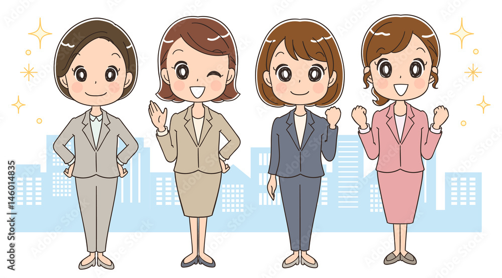 Φωτογραφία スーツを着た女性のイラスト（オフィス街 全身）