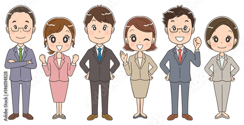 スーツを着た男女のイラスト（全身）