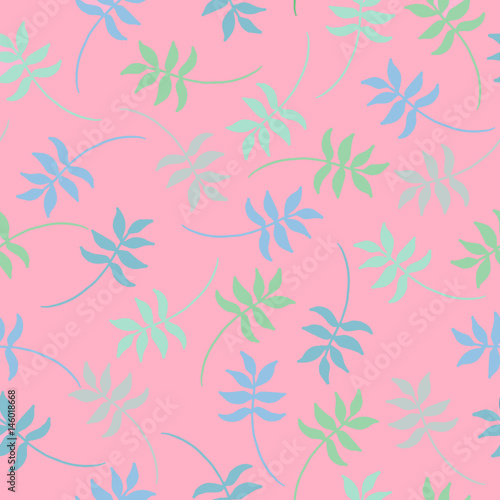 Tropical seamless vector pattern with colorful exotic leaves. Vector neon colored illustration. © itsmeemi