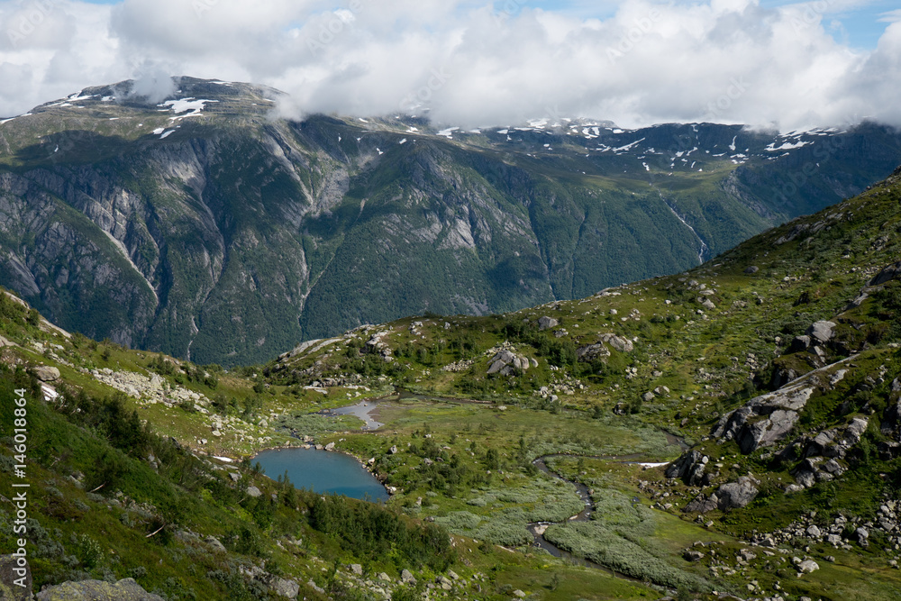 Norway - mountain lake in fjord
