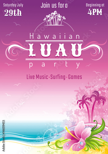 фотографія Evening beach sea flyer, hawaiian luau party