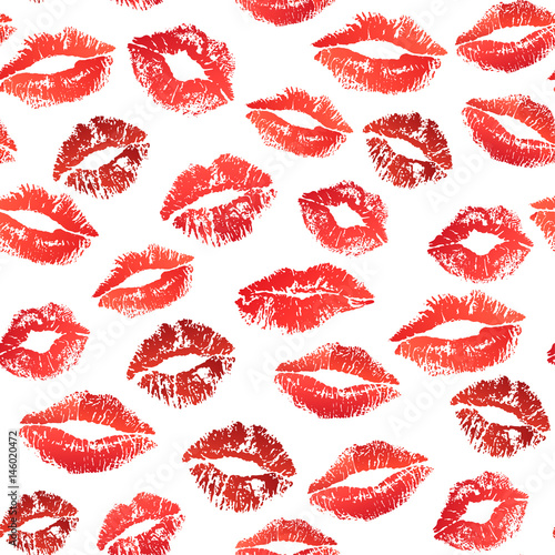 Lipstick kiss seamless watercolor background
